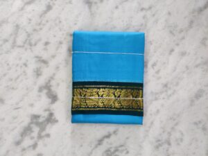 Blue Colour Dhoti – 4 Inch Border Pure Silk Dhoti