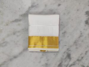 Gold Zari Border Cream Pure Silk Dhoti – 150K