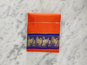 Fanta Orange Colour Dhoti – 4 Inch Border Pure Pattu Dhoti