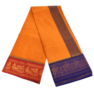 5 Inch Jacquard Dhoti With Towel Set – Golden Yellow