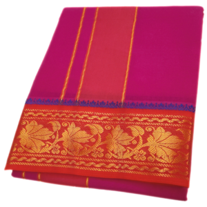 5 Inch Jacquard Dhoti With Towel Set – Pink