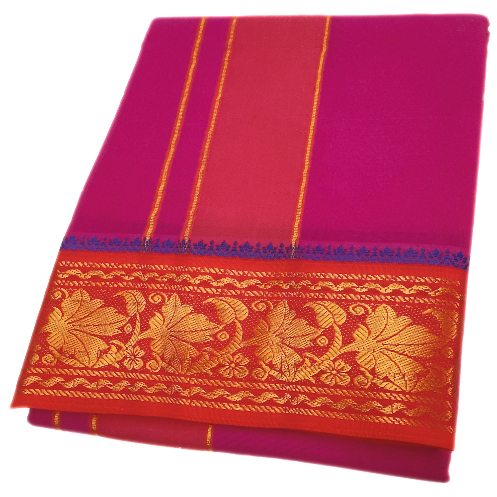 5 Inch Jacquard Dhoti With Towel Set – Pink