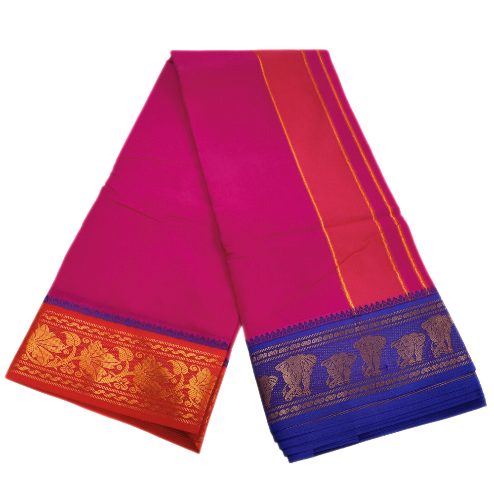 5 Inch Jacquard Dhoti With Towel Set – Pink