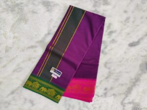 5 Inch Jacquard Purple Colour Dhoti With Towel Set