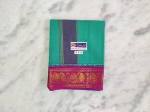 5 Inch Jacquard Sumathi Green Colour Dhoti With Towel Set
