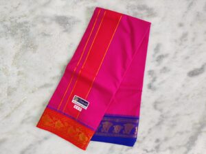 5 Inch Jacquard Dhoti With Towel Set – Pink