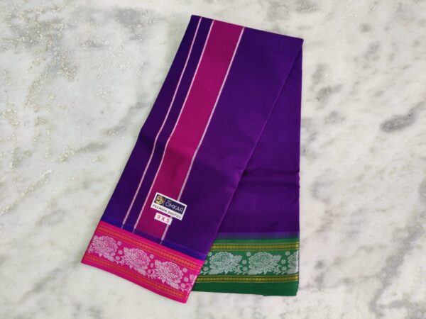 5 Inch Jacquard Dark Blue Colour Dhoti With Towel Set - Image 2