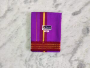 3 Rudraksham Border Violet Colour Dhoti With Angavastram Set