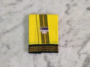 3 Rudraksham Border Lemon Yellow Colour Dhoti With Angavastram Set