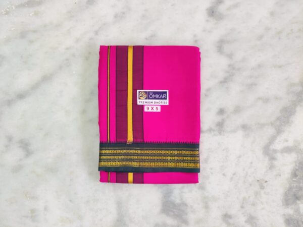 3 Rudraksham Border Pink colour Dhoti With Angavastram Set