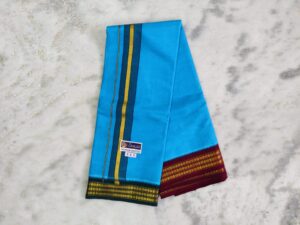 3 Rudraksham Border Blue colour Dhoti With Angavastram Set