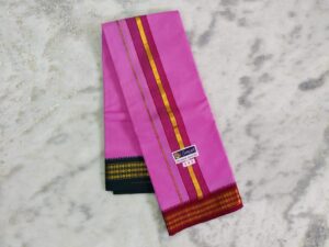 3 Rudraksham Border Light Pink Colour Dhoti With Angavastram Set