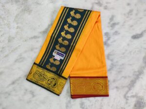 Art Silk Jacquard Golden Yellow Colour Dhoti Set – Premium Emboss