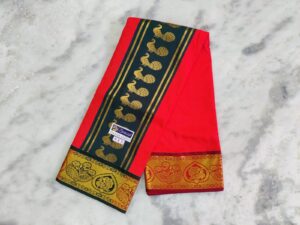Art Silk Jacquard Chilli Red Colour Dhoti Set – Premium Emboss