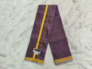 Dark Violet Color Art Silk Dhoti With Golden Zari Border