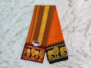 8 Inch Kavi Colour Cotton Dhoti – Lion Border Dhoti