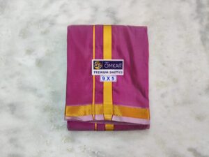 Pink Color Art Silk Dhoti With Golden Zari Border