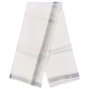 Silver Zarigai Cotton Dhoti Towel Set