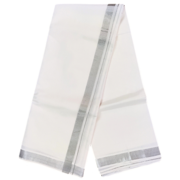 Silver Zarigai Cotton Dhoti Towel Set - Image 2