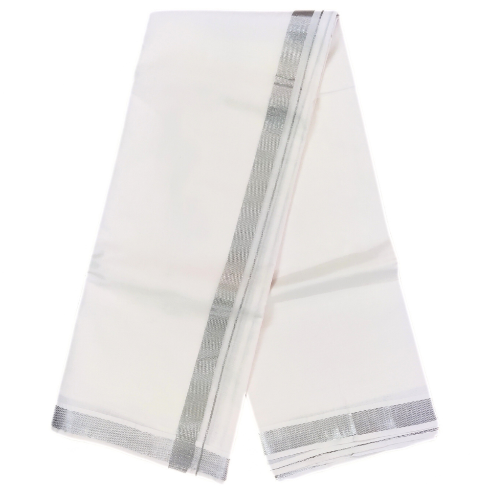 Silver Zarigai Cotton Dhoti Towel Set