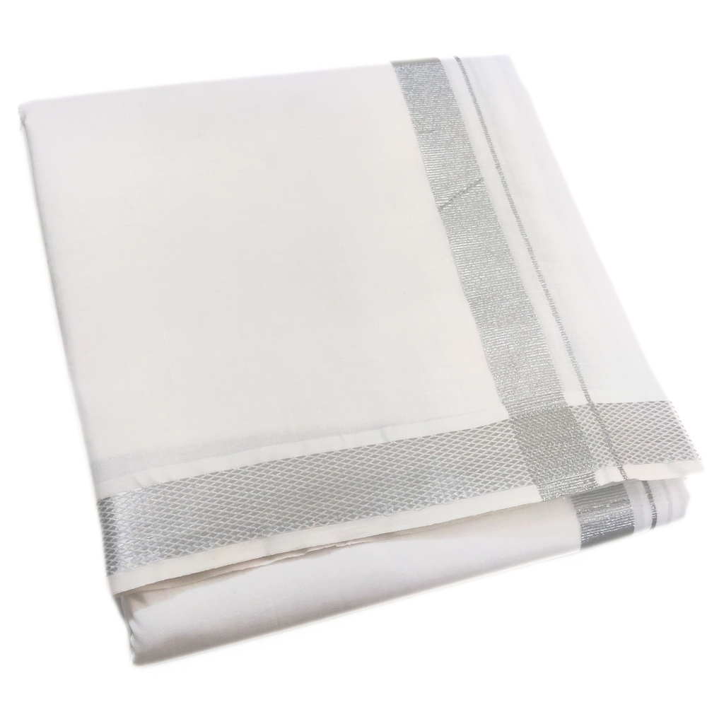 Silver Zarigai Cotton Dhoti Towel Set