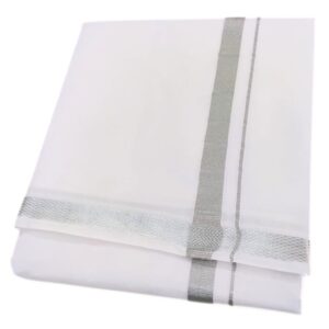 Silver Zarigai Cotton Dhoti Towel Set