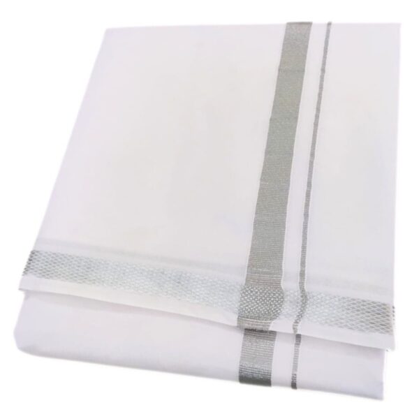 Silver Zarigai Cotton Dhoti Towel Set