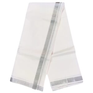Silver Zarigai Cotton Dhoti Towel Set