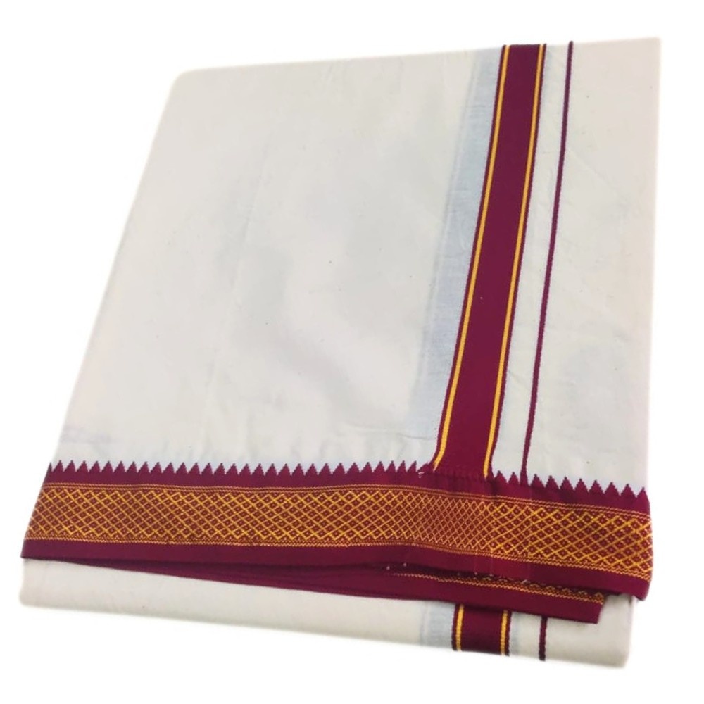 Half White Dhoti With Mayilkan Border