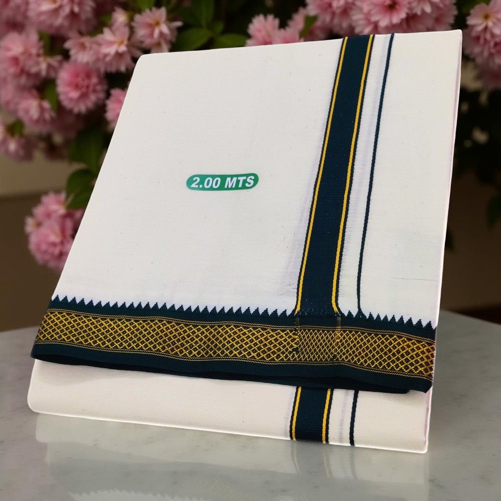 Half White Dhoti With Mayilkan Border