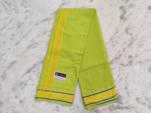 Men's Cotton Dhoti - Light Green Color Dhoti - Image 2