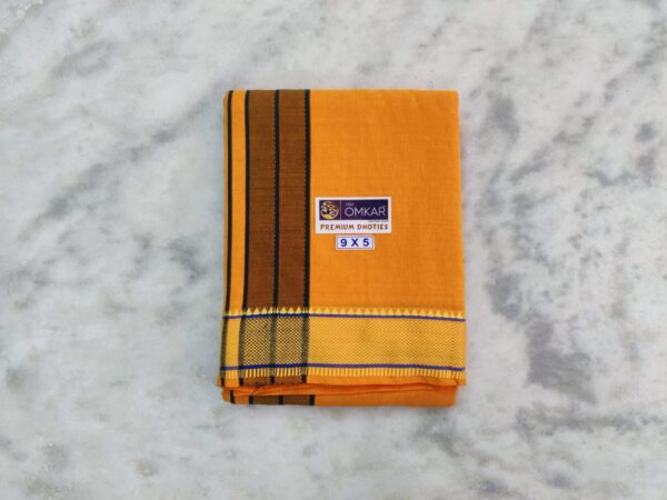 Men's Cotton Dhoti - Mango Color Dhoti