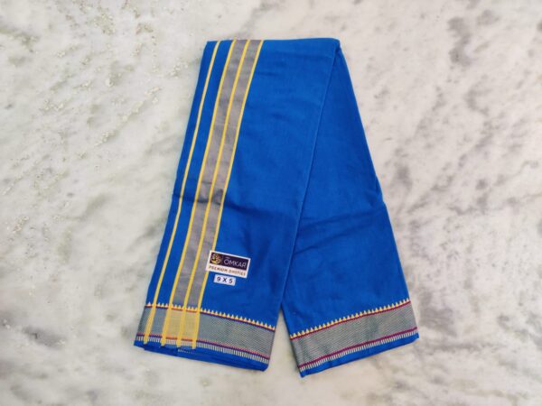 Men's Cotton Dhoti - Blue Color Dhoti - Image 2