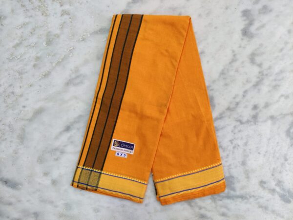 Men's Cotton Dhoti - Mango Color Dhoti - Image 2