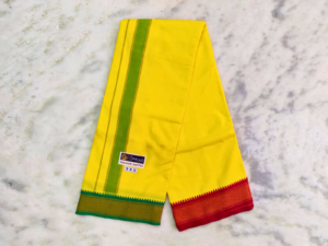 Yellow Colour Special Mayilkan Border Dhoti