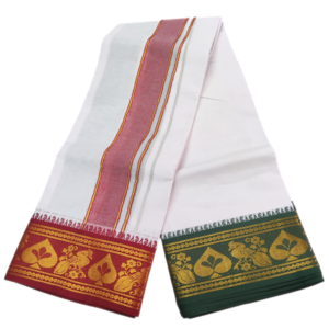 Leaf Design 5 Inch Border Jacquard Dhoti Set