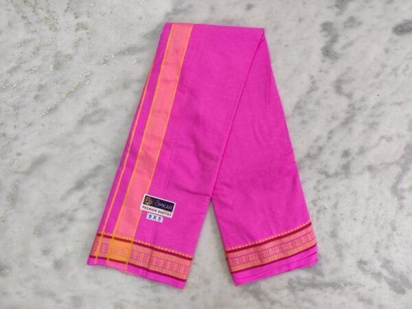 Men's Cotton Dhoti - Pink Color Dhoti - Image 2