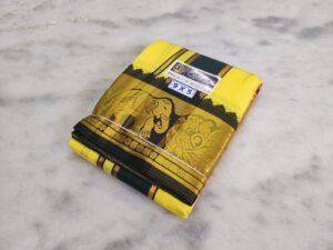 Lemon Yellow Color Silk Dhoti Towel Set