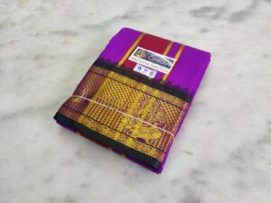 Lavender Color Silk Dhoti Towel Set
