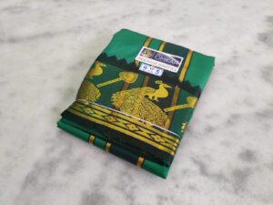 Green Color Silk Dhoti Towel Set