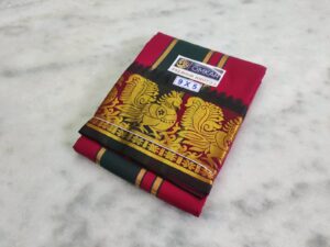 Maroon Color Silk Dhoti Towel Set
