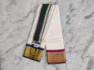 Half White Color Silk Dhoti Towel Set