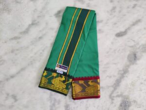 Green Color Silk Dhoti Towel Set