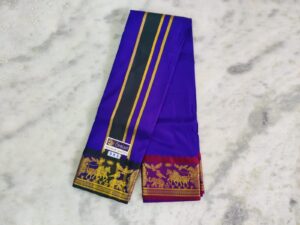 Violet Color Silk Dhoti Towel Set