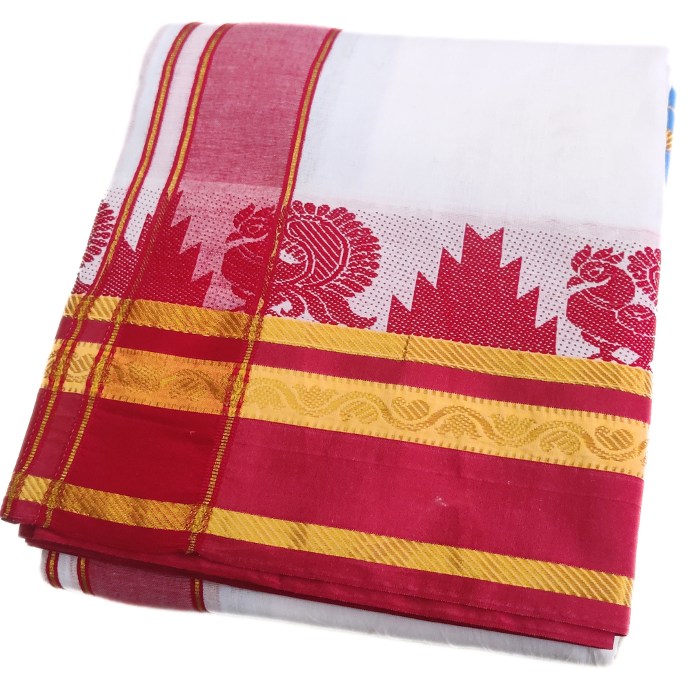 Premium Temple Border Dhoti With Angavastram Set