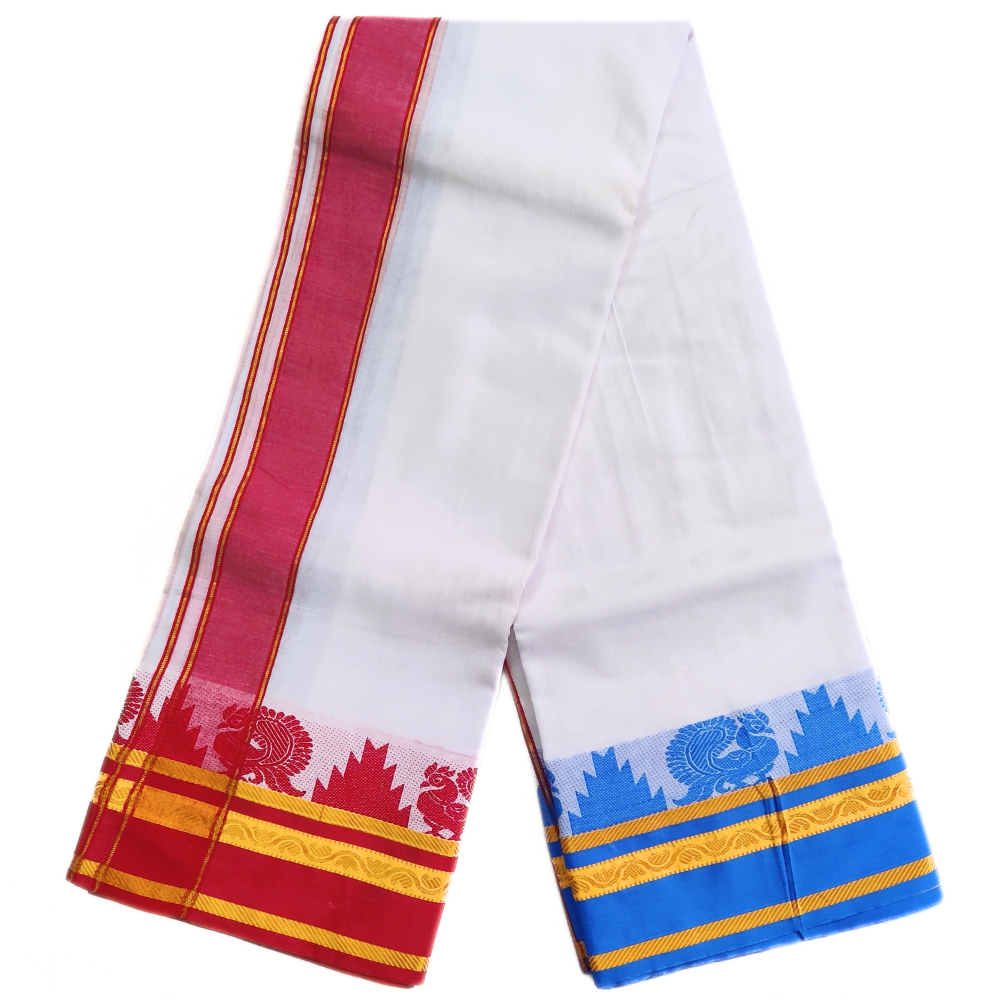 Premium Temple Border Dhoti With Angavastram Set