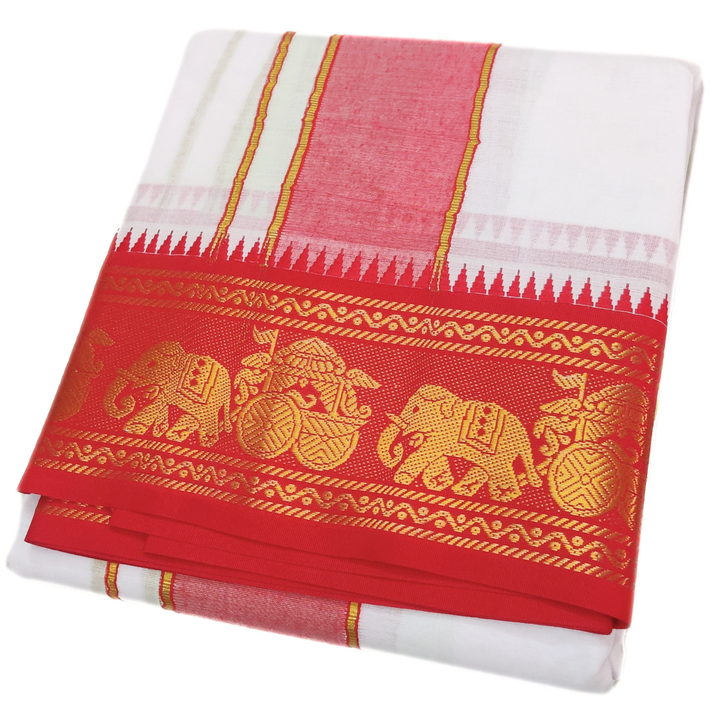 Elephant Designed 5 Inch Jacquard Dhoti Set