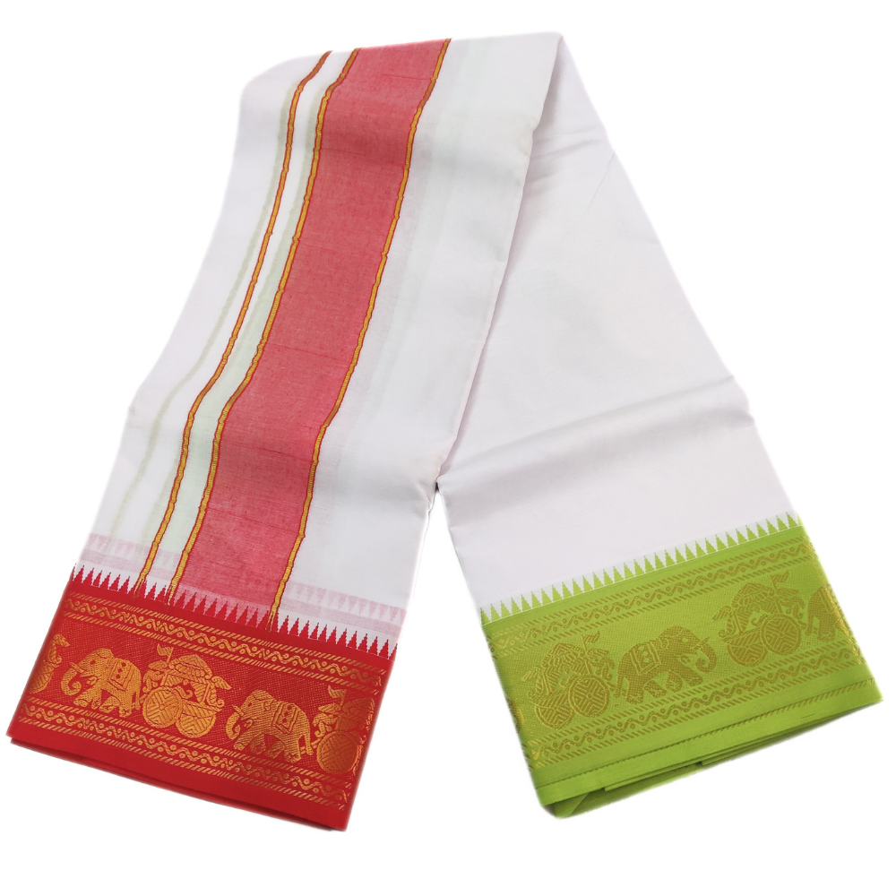 Elephant Designed 5 Inch Jacquard Dhoti Set