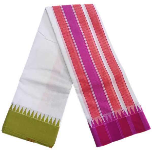 Medium Tower Mokku Temple Border Cotton Dhoti - Image 3