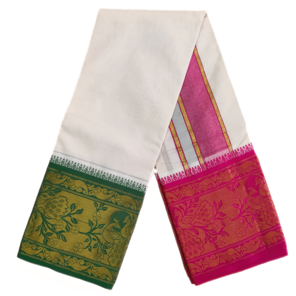 Peacock Designed 10 Inch Border Dhoti - Image 2